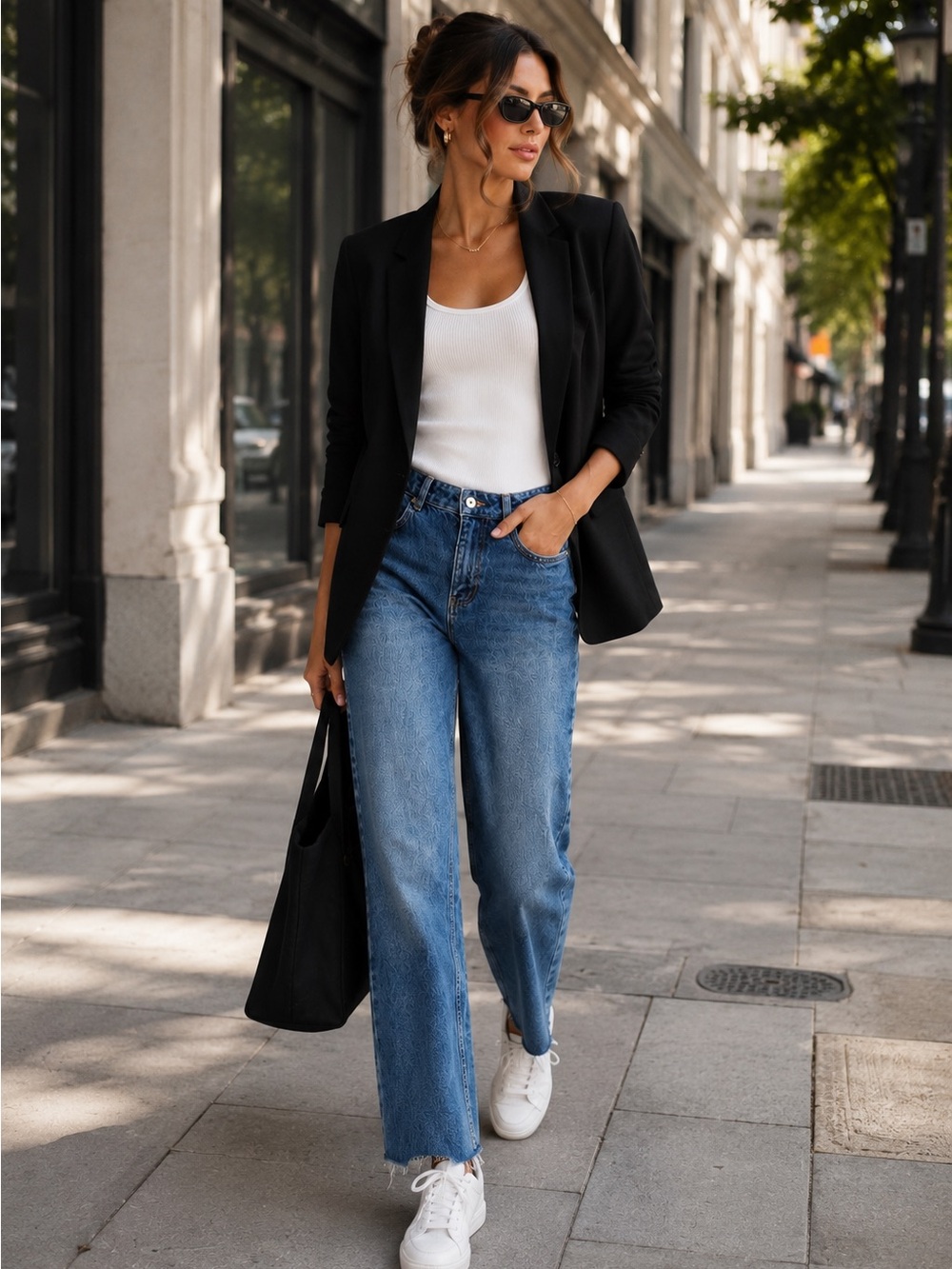 Zara Straight Fit Jeans Size 4 High Rise Medium Wash Raw Hem Denim
